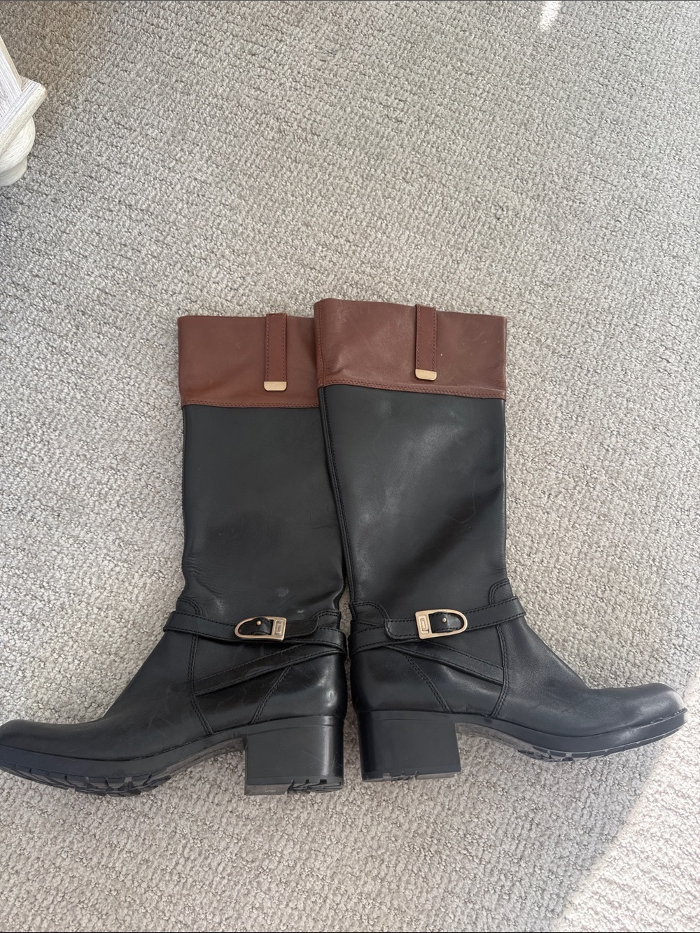 Bandolino Black and Brown Mid-Calf Heeled Boots